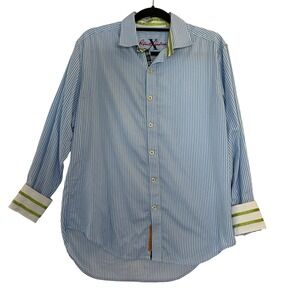 Robert Graham Tailored Fit Button Down Shirt Mens Medium Contrast Cuff LS